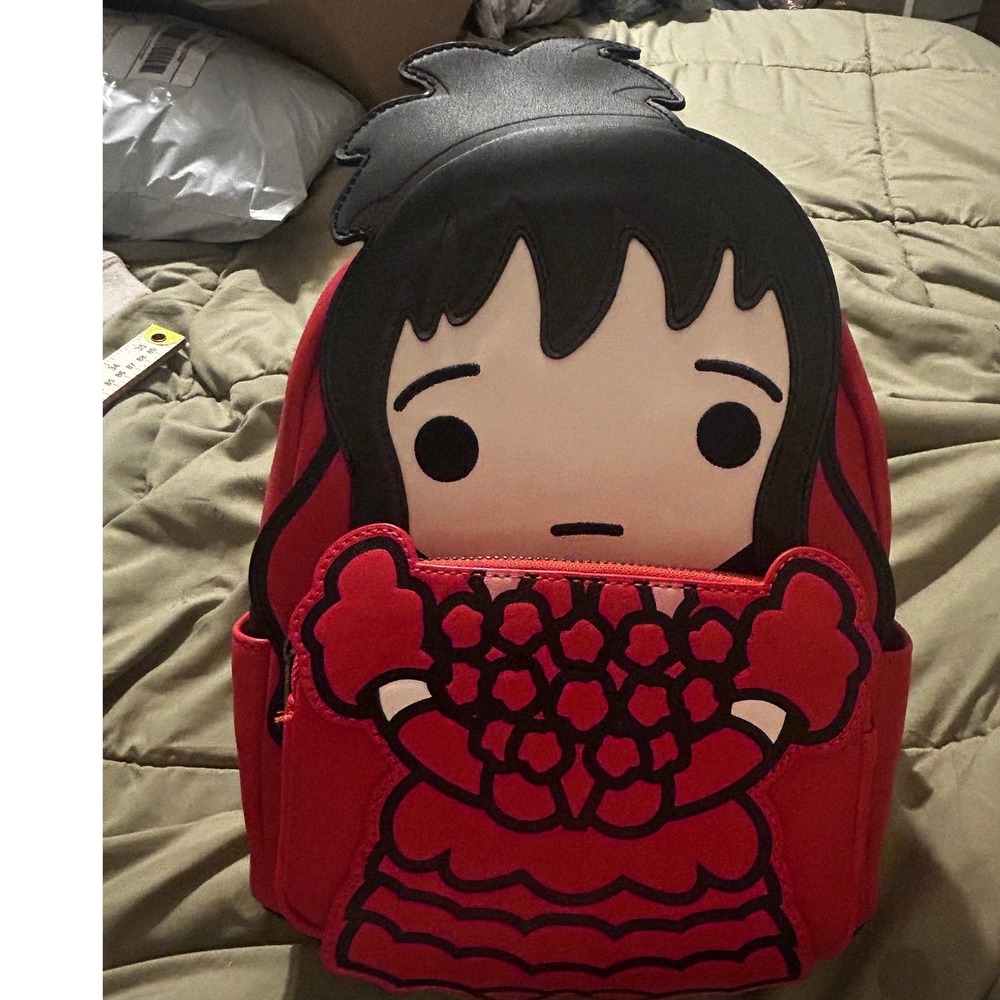 Loungefly Beetlejuice Lydia Deetz Wedding Dress Mini Backpack Red Black New